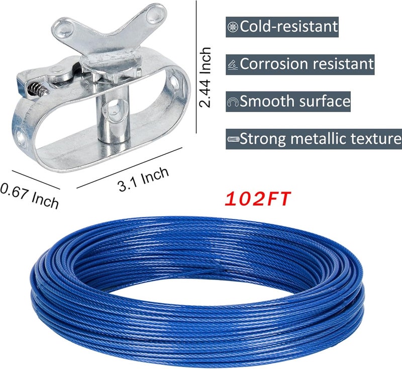 LanPool Pool Cover Winch and Cables Kits,Winterize Pool Closing Kits Pool Cable and Winch,102ft HeavyDuty Pool Cover Wire and Winchs,Pools Covers Cables & Ratchet Kits for Above Ground Pool Winter Covers-Blue - Image 2